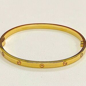 Gold Bangle Bracelet without Stones Thin Version Stainless Steel 18K Gold Plated